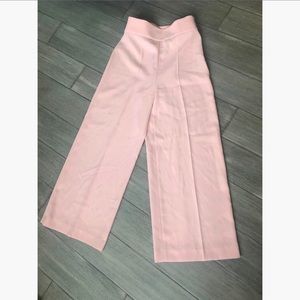 ZARA Wide Leg Blush Pink Cropped Dress Pants